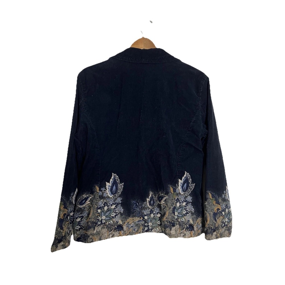 Chico Womens Blazer 2 Black Peacock Print Vintage Y2K Classic Single Breasted - Picture 11 of 16